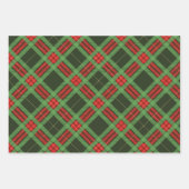 Weihnachtskoordinaten in Rot und Grün Kariert 3 Geschenkpapier Set (Vorderseite)