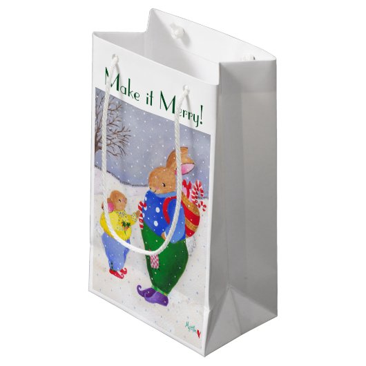 Weihnachtskorb Bunny Gift Tasche Kleine Geschenktüte (Vorderseite Schrägansicht)