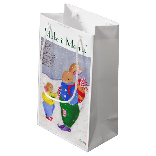 Weihnachtskorb Bunny Gift Tasche Kleine Geschenktüte (Rückseite Schrägansicht)