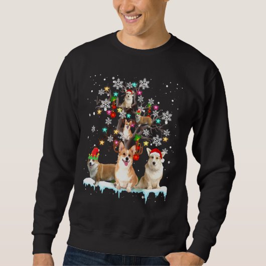 Weihnachtskorgi auf Tree Santa Corgi Dog Sweatshirt (Vorderseite)