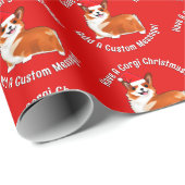 Weihnachtskorgi Hund mit Weihnachtsmannmütze Geschenkpapier (Rolleneckpunkt)