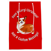 Weihnachtskorgi Hund mit Weihnachtsmannmütze Mittlere Geschenktüte (Rückseite)