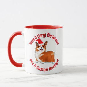 Weihnachtskorgi Hund mit Weihnachtsmannmütze Tasse