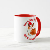 Weihnachtskorgi Hund mit Weihnachtsmannmütze Tasse (VorderseiteRechts)