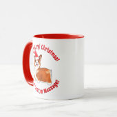 Weihnachtskorgi Hund mit Weihnachtsmannmütze Tasse (Vorderseite Links)