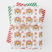 Weihnachtskorgi Hund und Streifen Geschenkpapier Set (Beispiel)