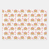 Weihnachtskorgi Hund und Streifen Geschenkpapier Set (Vorderseite)