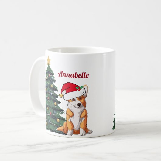 Weihnachtskorgi mit Schwanz Weihnachtsmannmütze Pe Kaffeetasse (Vorderseite Links)