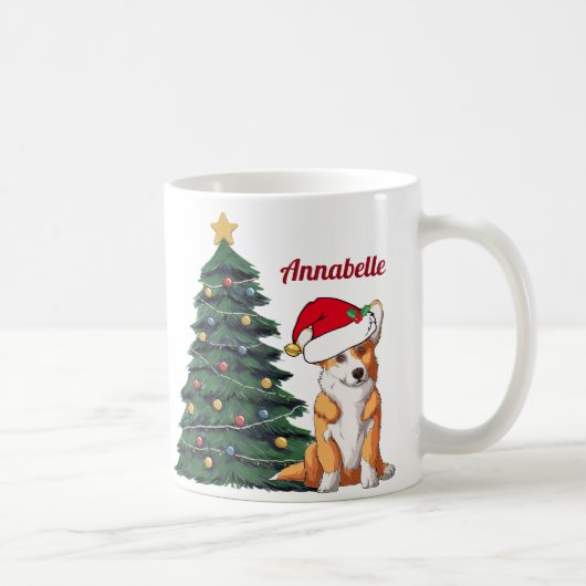 Weihnachtskorgi mit Schwanz Weihnachtsmannmütze Pe Kaffeetasse (Rechts)