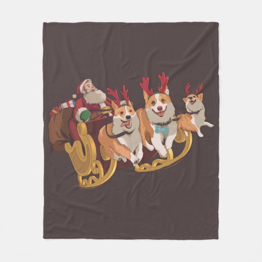 Weihnachtskorgis Fleecedecke (Vorderseite)