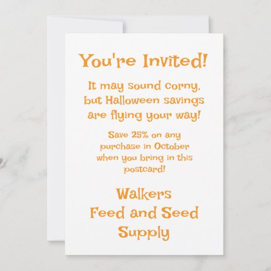 Weihnachtskorn-Halloween Einladung (Rückseite)