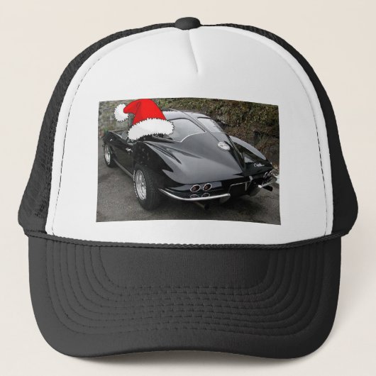 Weihnachtskorvette Black Split Window Truckerkappe (Vorderseite)