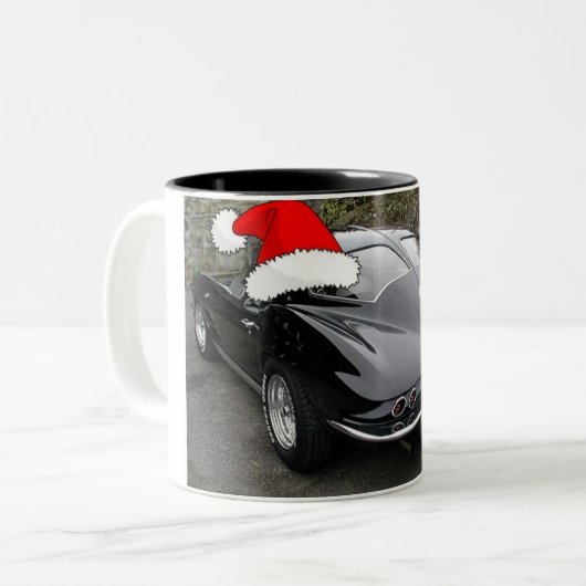 Weihnachtskorvette Black Split Window Zweifarbige Tasse (Vorderseite Links)