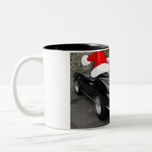 Weihnachtskorvette Black Split Window Zweifarbige Tasse (Links)