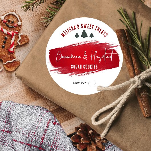 Weihnachtskost Dessert Geschmack Feierlich Rot Grü Runder Aufkleber