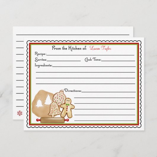Weihnachtskost Kochkarten Einladung (Vorne/Hinten)