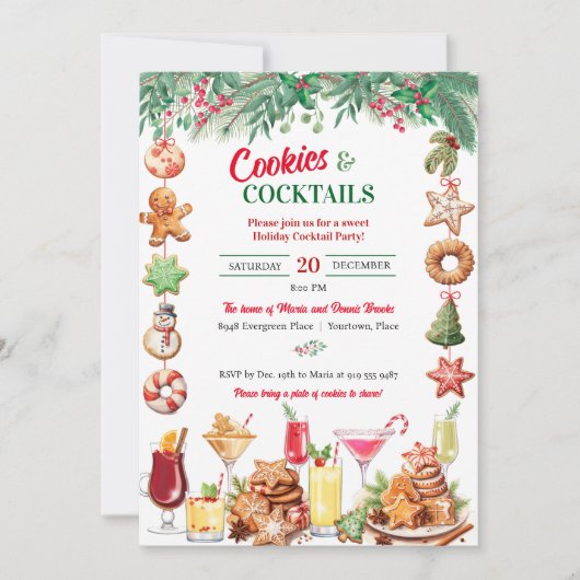 Weihnachtskost und Cocktails Feierabend Einladung (Vorderseite)
