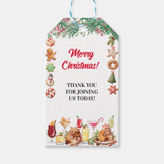 Weihnachtskost und Cocktails Feierabend Geschenkanhänger (Vorderseite)