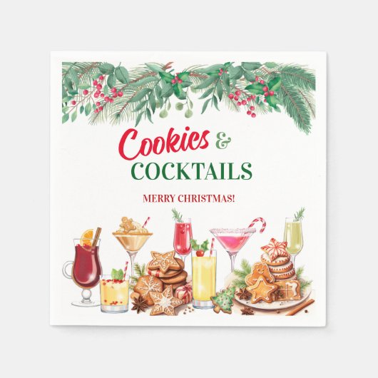 Weihnachtskost und Cocktails Feierabend Serviette (Vorderseite)