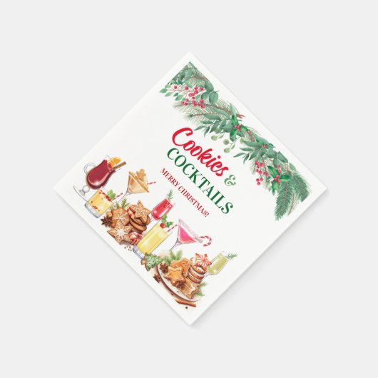 Weihnachtskost und Cocktails Feierabend Serviette (Ecke)