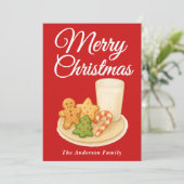 Weihnachtskost und Milch Feiertagskarte (Stehend Vorderseite)