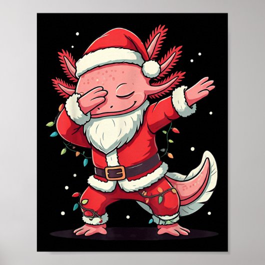 Weihnachtskostüm Dabbing Axolotl Xmas Licht Poster (Vorne)