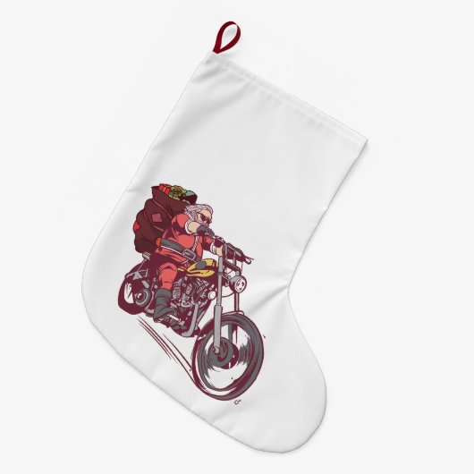 Weihnachtskostüm für Biker Einladung Großer Weihnachtsstrumpf (Vorderansicht (hängend))