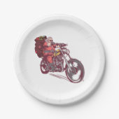 Weihnachtskostüm für Biker Einladung Pappteller (Vorderseite)