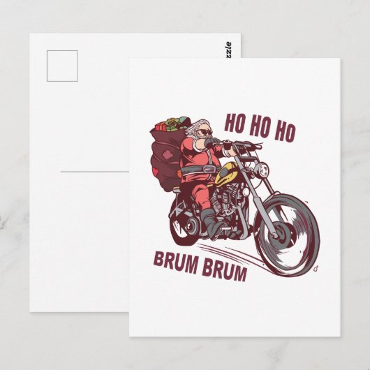 Weihnachtskostüm für Biker Einladung Postkarte (Vorne/Hinten)