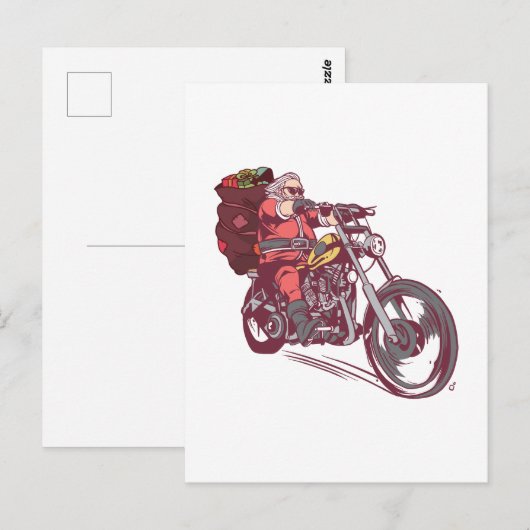 Weihnachtskostüm für Biker Einladung Postkarte (Vorne/Hinten)