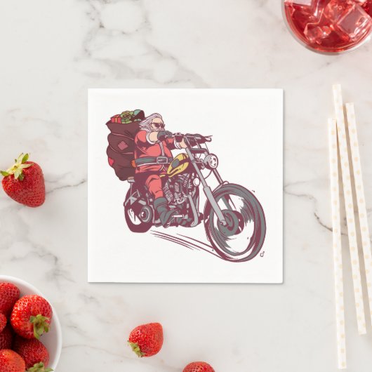 Weihnachtskostüm für Biker Einladung Serviette (Beispiel)