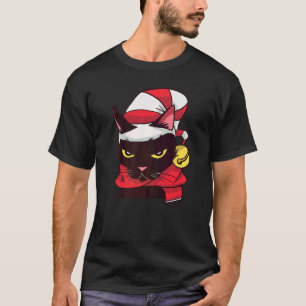 Weihnachtskostüm Hut Schal wütende Katzen T-Shirt