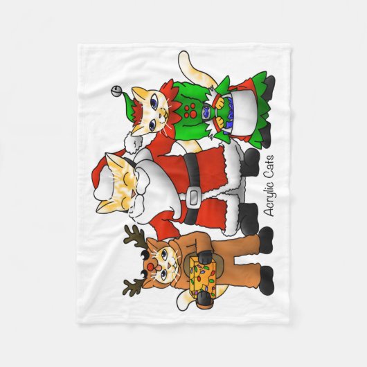 Weihnachtskostüme Einkäufe Familienkatzen Fleecedecke (Vorderseite)