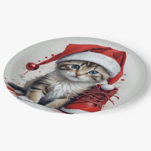 Weihnachtskostüme - Weihnachtsmuscheln Pappteller (Schrägansicht)