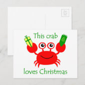 Weihnachtskrabbe Feiertagspostkarte (Vorne/Hinten)