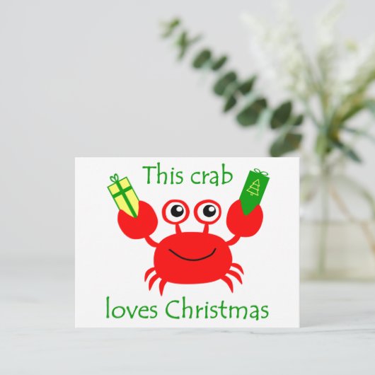 Weihnachtskrabbe Feiertagspostkarte (Stehend Vorderseite)