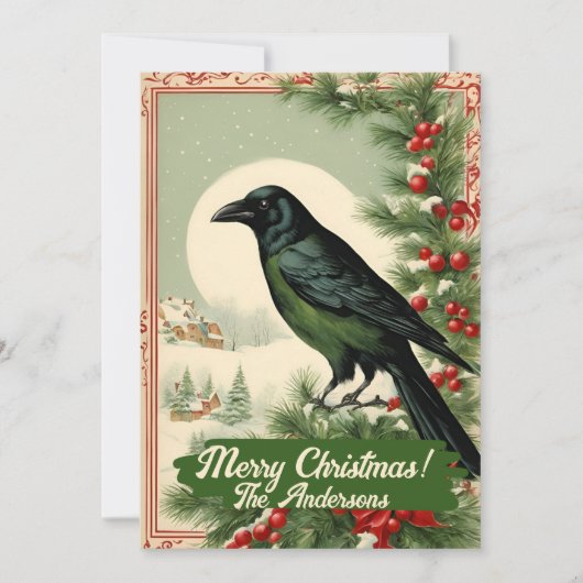 Weihnachtskrähe 2, Frohe Weihnachten! Weihnachtska Einladung (Vorderseite)