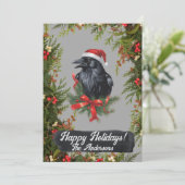 Weihnachtskrähe 6, Happy Holidays, Weihnachtskarte Einladung (Stehend Vorderseite)