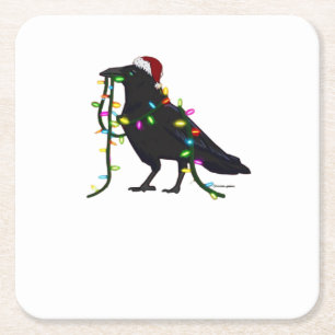 Weihnachtskrähe Die Zeit Ist Da Rechteckiger Pappuntersetzer