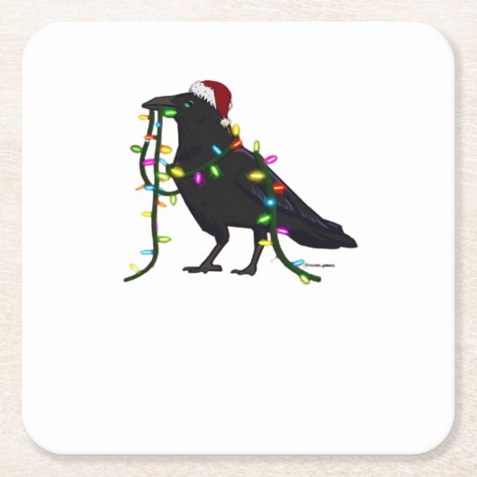 Weihnachtskrähe Die Zeit Ist Da Rechteckiger Pappuntersetzer (Vorderseite)