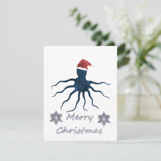 Weihnachtskrake Feiertagskarte (Stehend Vorderseite)