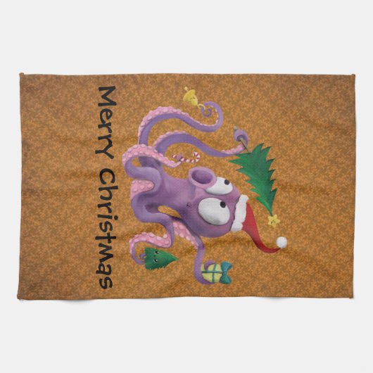 Weihnachtskrake Geschirrtuch (Horizontal)