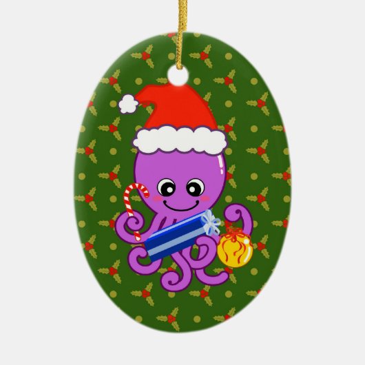 Weihnachtskrake Keramik Ornament (Vorne)