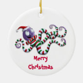 Weihnachtskrake mit Streifen Keramik Ornament (Hinten)