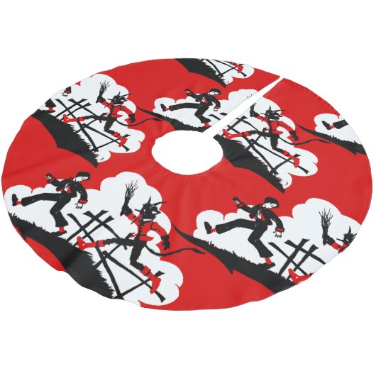 Weihnachtskrampf Polyester Weihnachtsbaumdecke (Schrägansicht)