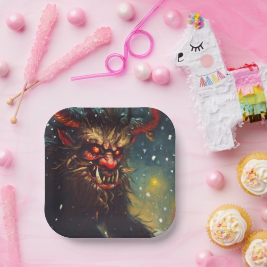 WeihnachtsKrampus 4 Pappteller (Party)