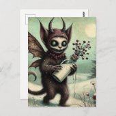 Weihnachtskrampus mit Milch Postkarte (Vorne/Hinten)