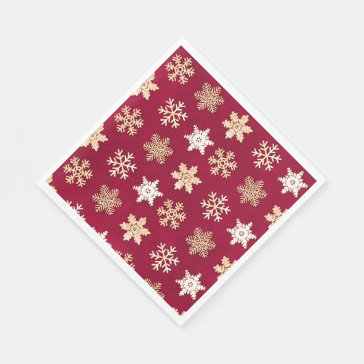 Weihnachtskranke Goldschneeflocken Serviette (Ecke)