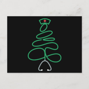 Weihnachtskrankenschwester Stethoskop Baum Weihnac Feiertagspostkarte