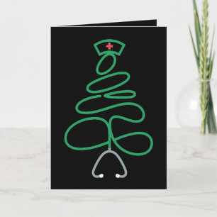 Weihnachtskrankenschwester Stethoskop Baum Weihnac Karte